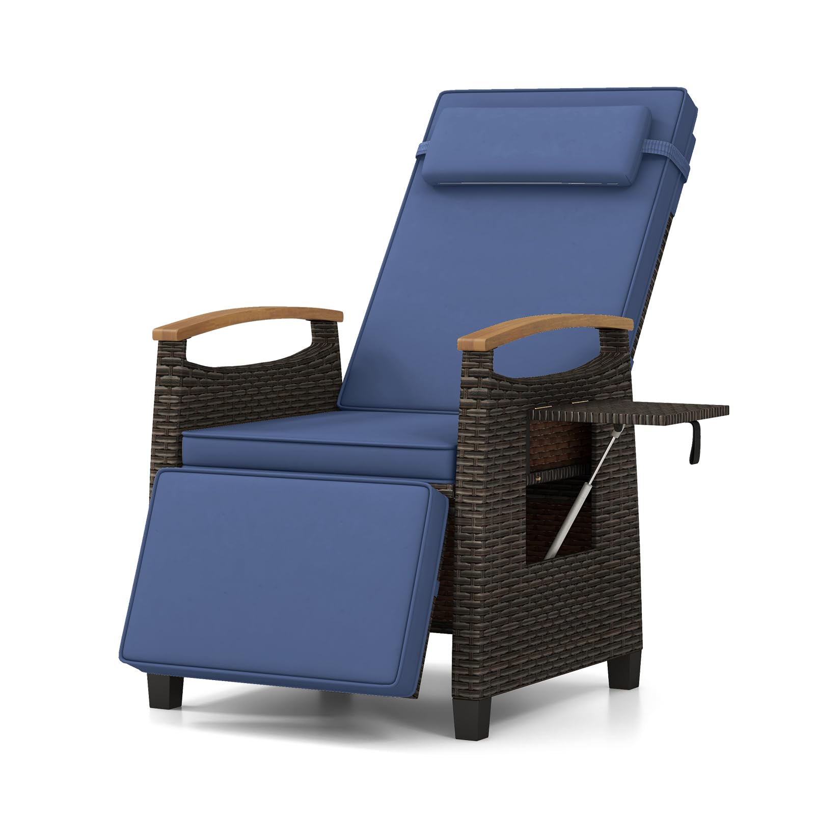 Fauteuil inclinable en osier Tangkula pour patio, chaise longue en rotin avec dossier et repose-pieds réglables